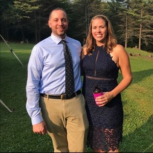 Bardot Navy Lace Dress - L/10